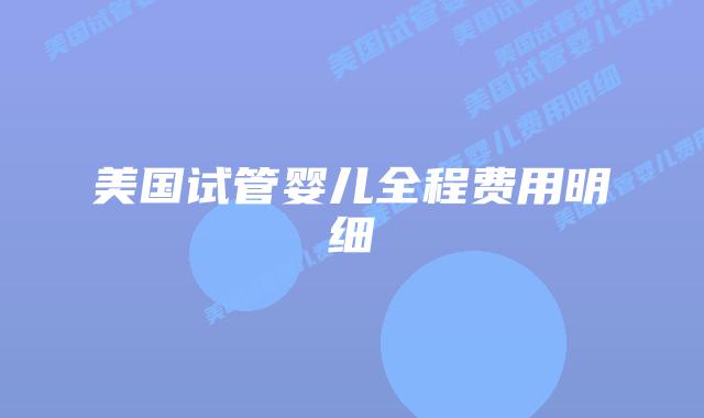 美国试管婴儿全程费用明细