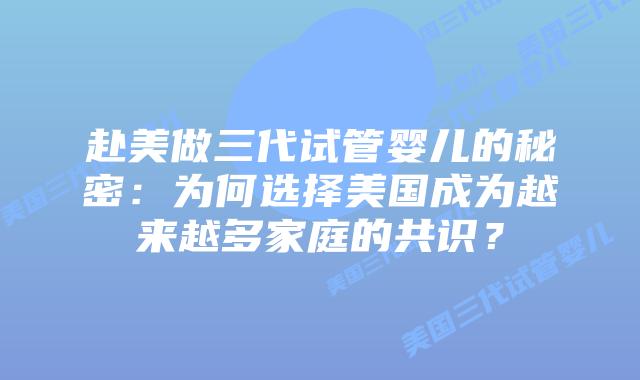 赴美做三代试管婴儿的秘密：为何选择美国成为越来越多家庭的共识？