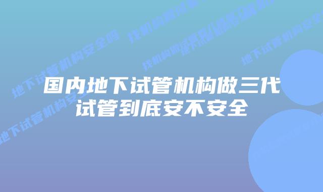 国内地下试管机构做三代试管到底安不安全