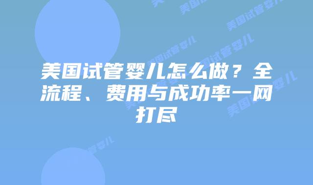 美国试管婴儿怎么做？全流程、费用与成功率一网打尽