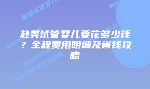 赴美试管婴儿要花多少钱？全程费用明细及省钱攻略