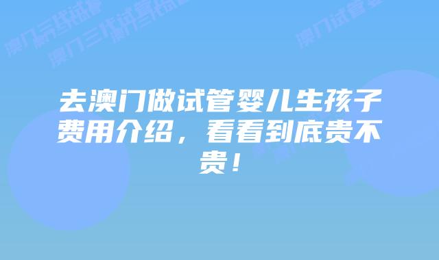 去澳门做试管婴儿生孩子费用介绍，看看到底贵不贵！