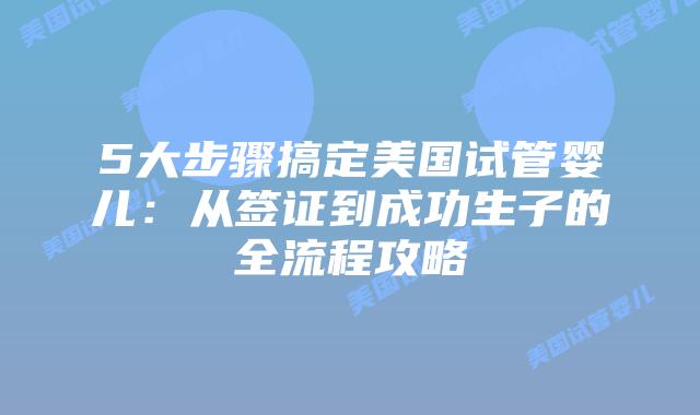 5大步骤搞定美国试管婴儿：从签证到成功生子的全流程攻略