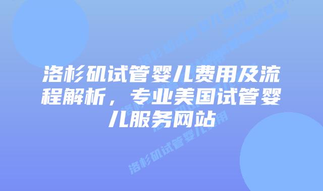 洛杉矶试管婴儿费用及流程解析,专业美国试管婴儿服务网站