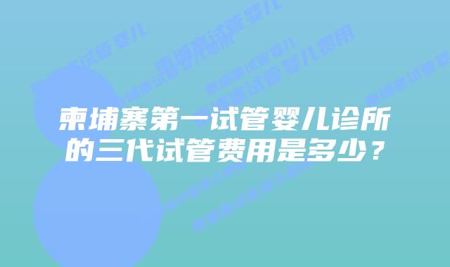 柬埔寨第一试管婴儿诊所的三代试管费用是多少？