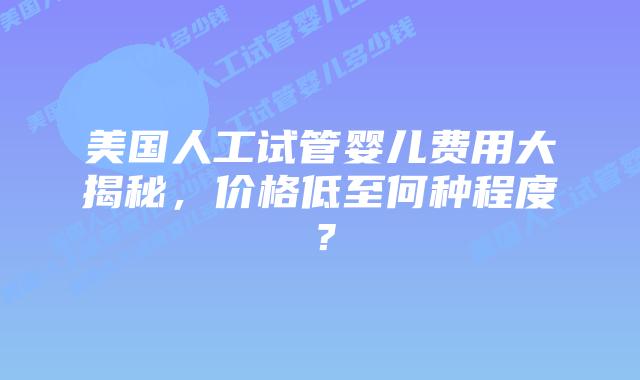 美国人工试管婴儿费用大揭秘,价格低至何种程度?