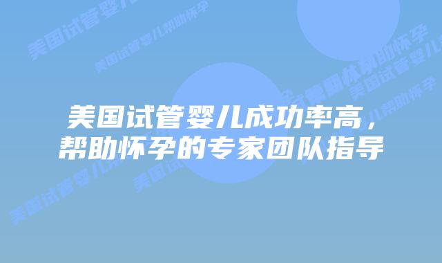 美国试管婴儿成功率高，帮助怀孕的专家团队指导