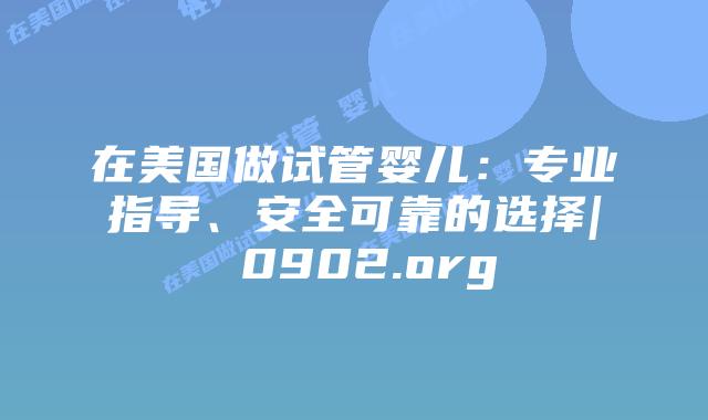 在美国做试管婴儿：专业指导、安全可靠的选择| 0902.org