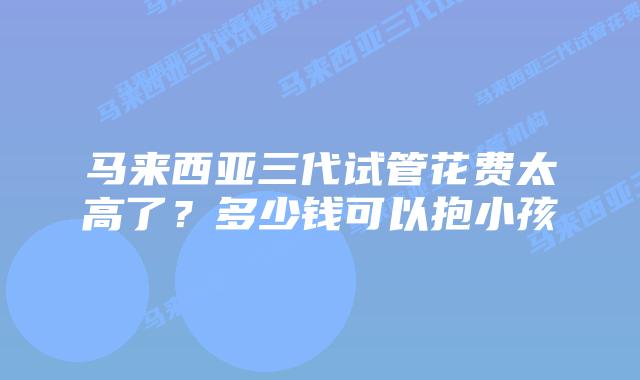 马来西亚三代试管花费太高了？多少钱可以抱小孩
