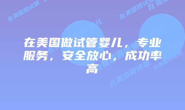 在美国做试管婴儿，专业服务，安全放心，成功率高