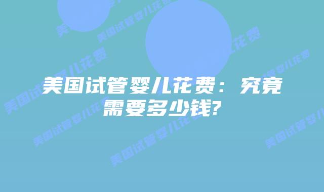美国试管婴儿花费：究竟需要多少钱?