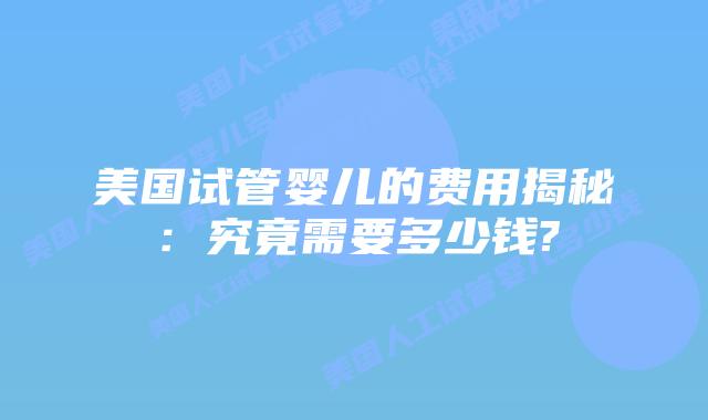 美国试管婴儿的费用揭秘：究竟需要多少钱?
