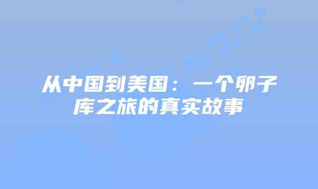 从中国到美国:一个卵子库之旅的真实故事