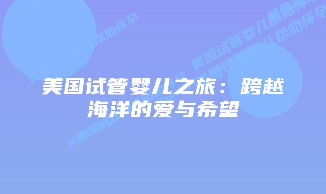 美国试管婴儿之旅:跨越海洋的爱与希望