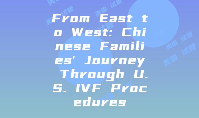 From East to West: Chinese Families' Journey Through U.S. IVF Procedures