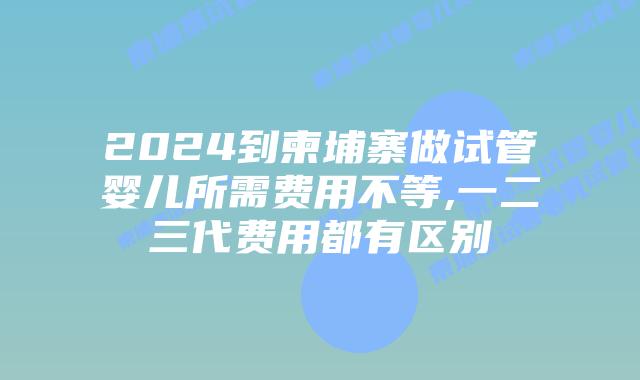 2024到柬埔寨做试管婴儿所需费用不等,一二三代费用都有区别