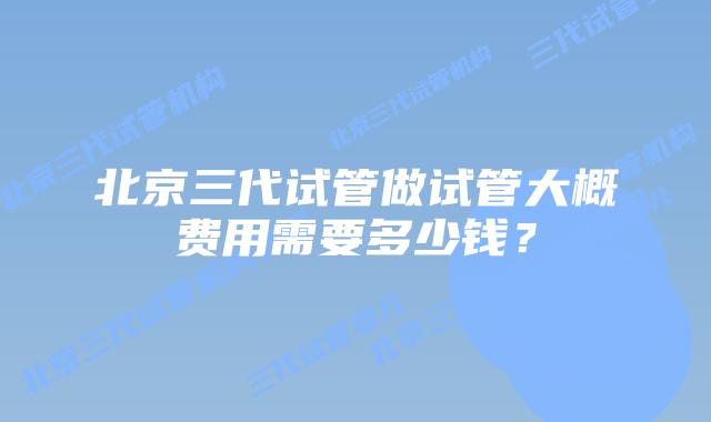 北京三代试管做试管大概费用需要多少钱?