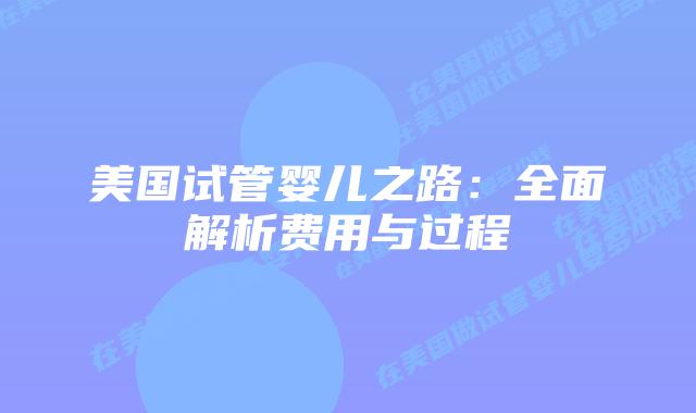 美国试管婴儿之路：全面解析费用与过程