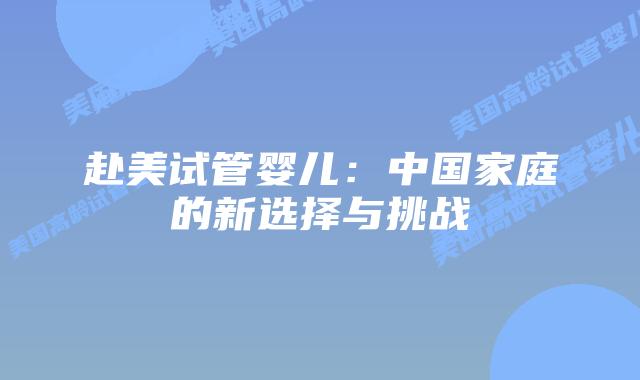 赴美试管婴儿:中国家庭的新选择与挑战