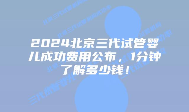 2024北京三代试管婴儿成功费用公布,1分钟了解多少钱!
