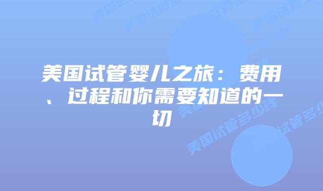 美国试管婴儿之旅：费用、过程和你需要知道的一切
