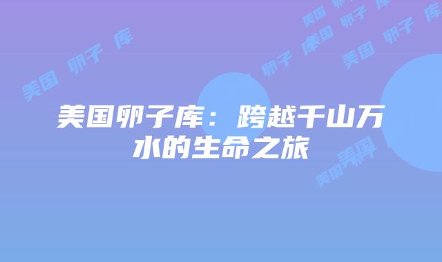 美国卵子库：跨越千山万水的生命之旅