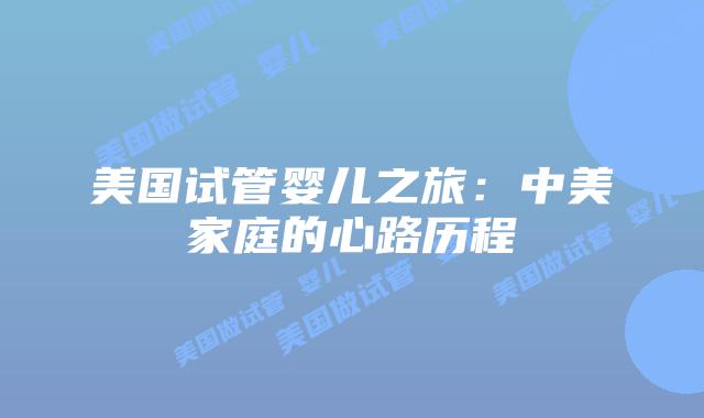 美国试管婴儿之旅:中美家庭的心路历程