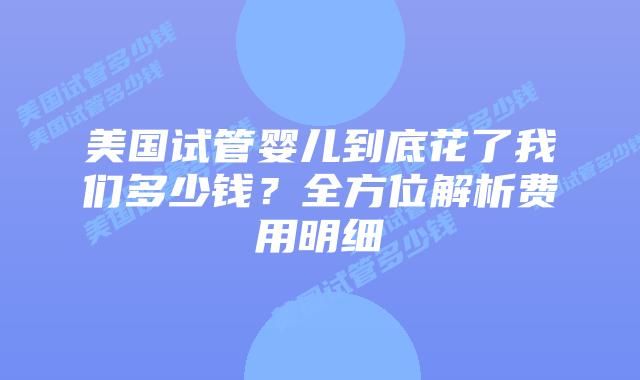 美国试管婴儿到底花了我们多少钱？全方位解析费用明细
