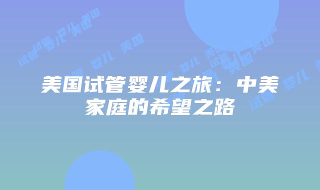 美国试管婴儿之旅：中美家庭的希望之路
