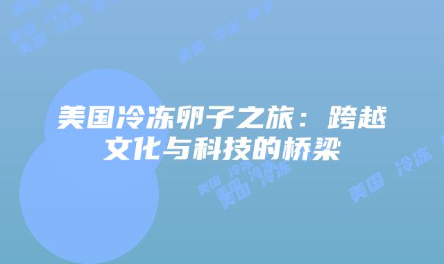 美国冷冻卵子之旅：跨越文化与科技的桥梁