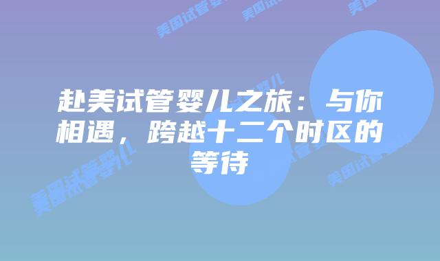 赴美试管婴儿之旅：与你相遇，跨越十二个时区的等待
