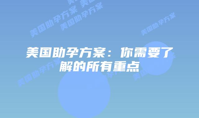 美国助孕方案：你需要了解的所有重点
