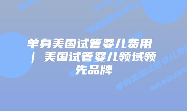 单身美国试管婴儿费用 | 美国试管婴儿领域领先品牌