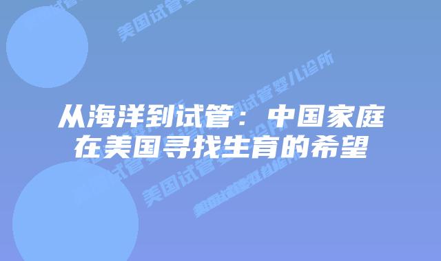 从海洋到试管：中国家庭在美国寻找生育的希望