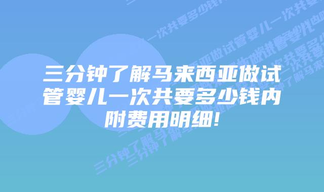 三分钟了解马来西亚做试管婴儿一次共要多少钱内附费用明细!
