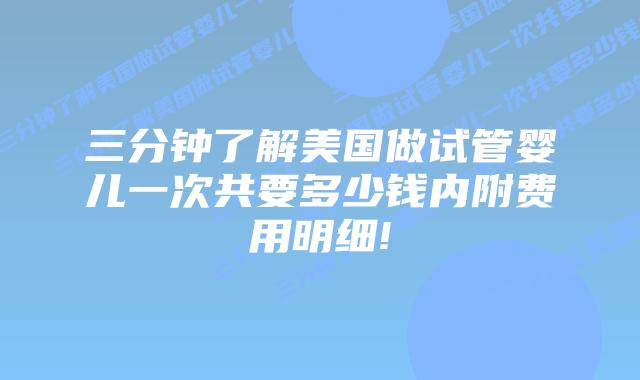三分钟了解美国做试管婴儿一次共要多少钱内附费用明细!