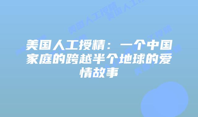 美国人工授精：一个中国家庭的跨越半个地球的爱情故事