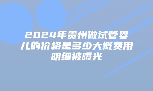 2024年贵州做试管婴儿的价格是多少大概费用明细被曝光