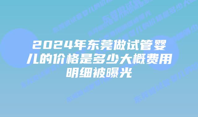 2024年东莞做试管婴儿的价格是多少大概费用明细被曝光