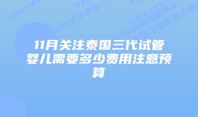 11月关注泰国三代试管婴儿需要多少费用注意预算