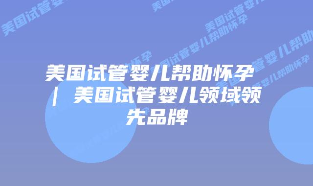 美国试管婴儿帮助怀孕 | 美国试管婴儿领域领先品牌