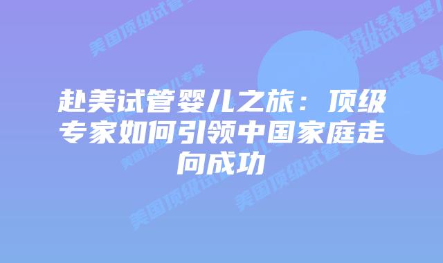 赴美试管婴儿之旅：顶级专家如何引领中国家庭走向成功