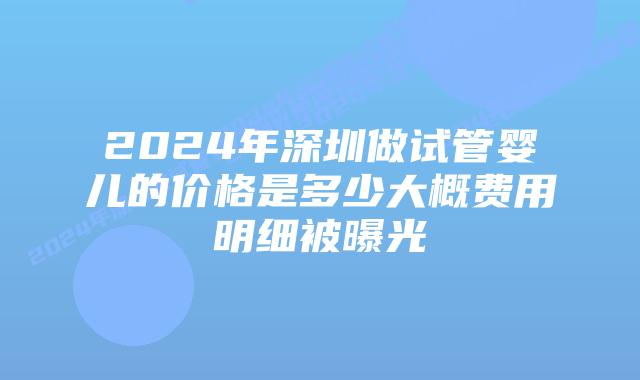 2024年深圳做试管婴儿的价格是多少大概费用明细被曝光