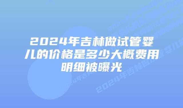 2024年吉林做试管婴儿的价格是多少大概费用明细被曝光