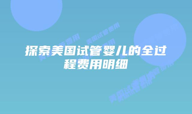 探索美国试管婴儿的全过程费用明细