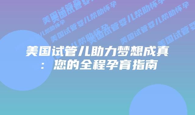 美国试管儿助力梦想成真：您的全程孕育指南