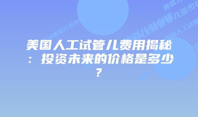 美国人工试管儿费用揭秘：投资未来的价格是多少?