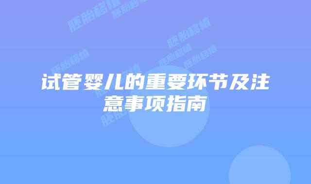 试管婴儿的重要环节及注意事项指南