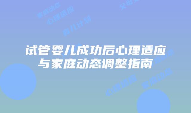 试管婴儿成功后心理适应与家庭动态调整指南
