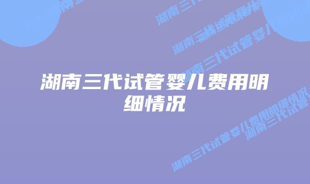 湖南三代试管婴儿费用明细情况